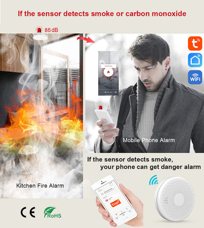 2in1 Combination Smoke Carbon Monoxide CO Detector 10yr Battery Home Wireless Smart WiFi Fire Alarm