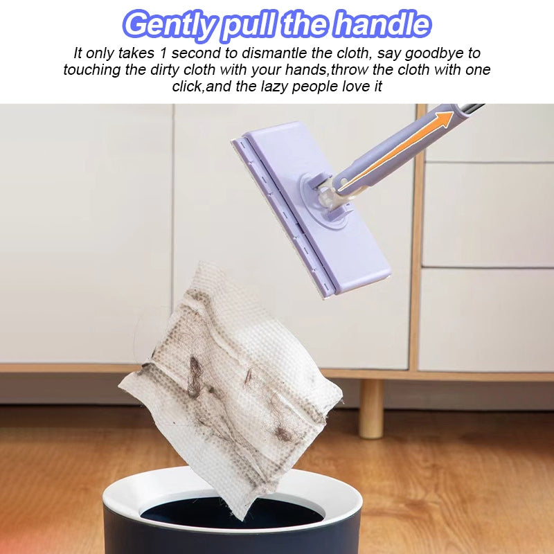 Automatic Cloth Changing Mini Mop Hands-Free With Face Towels Hand-Free Wash Rotating Mop Push-Pull