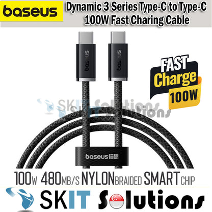 Baseus Dynamic 3 PD 100W Type-C to Type-C 1M 2M Fast Charging Data Sync Cable Charger Mobile Phone