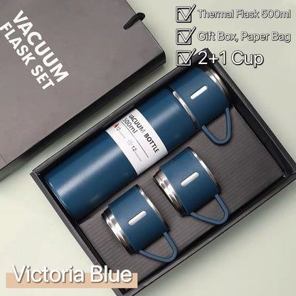 3in1 Thermal Flask Gift Set 500ml SUS304 Vacuum Insulated Water Bottle 3 Cups Christmas Corporate