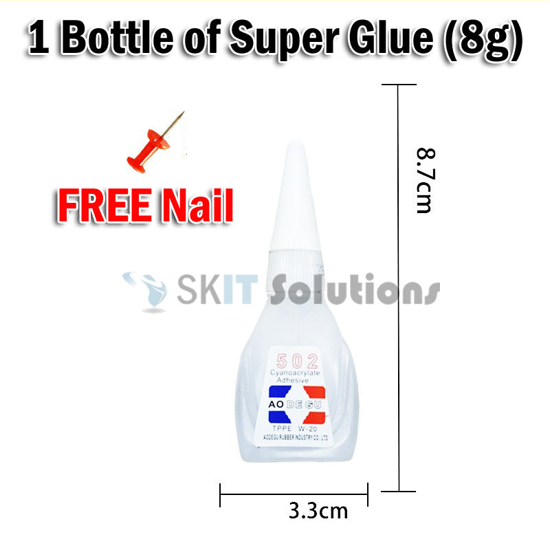 【BUNDLE OF 5】502 Super Glue Cyanoacrylate Adhesive Strong Fast Bonding Quick Dry Multi-Purpose Repair Glue 8 gram