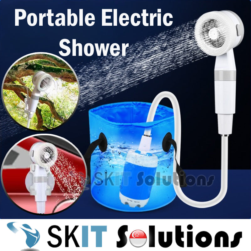 Portable Electric Shower Pump Set for Camping Outdoor Head Sprayer Water frm Bucket for Traveling Gardening Pet Cleaning
