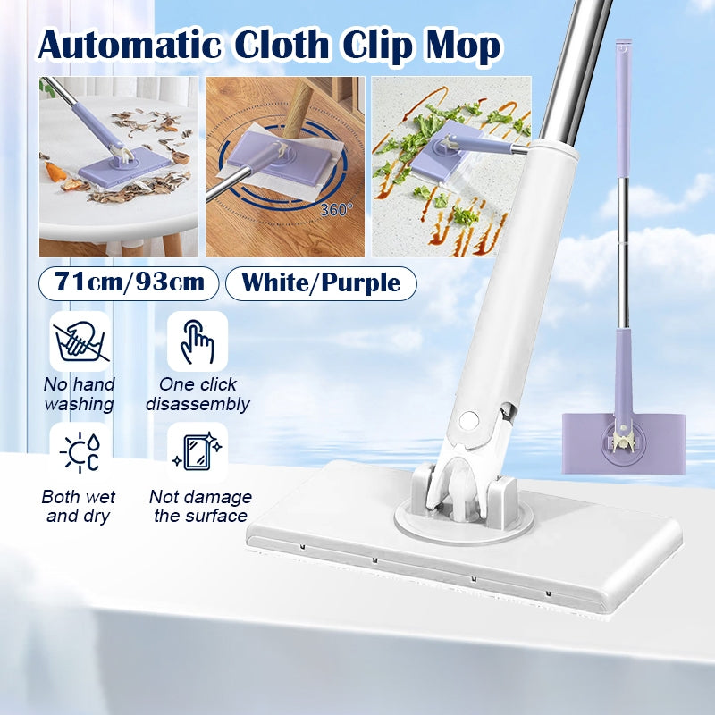 Automatic Cloth Changing Mini Mop Hands-Free With Face Towels Hand-Free Wash Rotating Mop Push-Pull