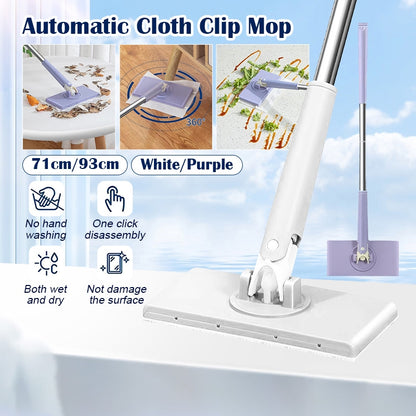 Automatic Cloth Changing Mini Mop Hands-Free With Face Towels Hand-Free Wash Rotating Mop Push-Pull