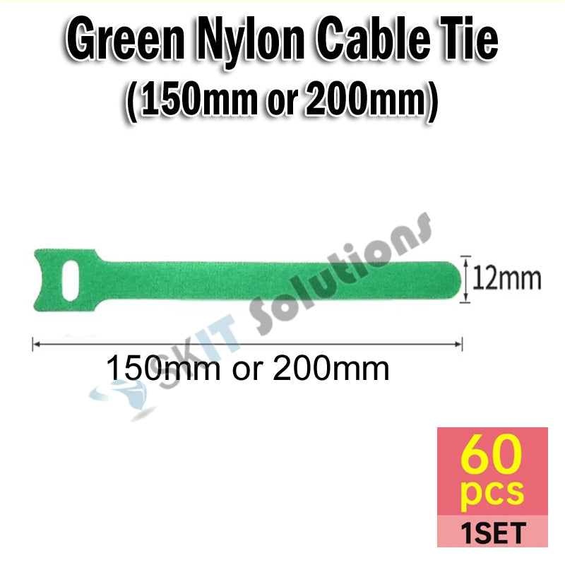 60pcs T-Type Velcro Nylon Cable Ties Reusable Adjustable Hook Loop Wire Management Cord Organizer
