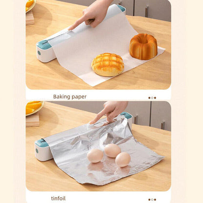 2 In 1 Cling Wrap Cutter Food Wrap Dispenser Cling Film Organizer Foil Slide Cutter Kitchen Tool