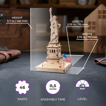 UGEARS Statue of Liberty 3D Mechanical Model Wooden Puzzle DIY Kits Adult Kids Birthday Present Toys Christmas Xmas Gift