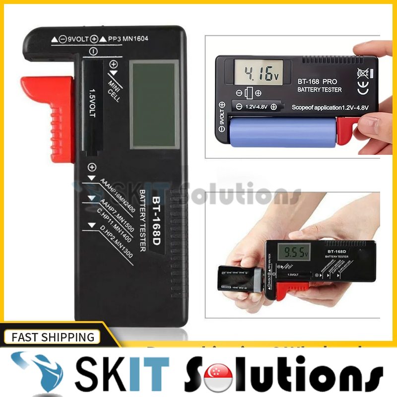 BT168D Smart LCD Digital Battery Tester Measure Volt Capacity Voltage Indicator Checker Monitor 9V 1.5V AA AAA Cell C D