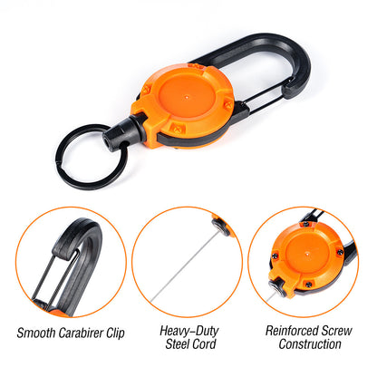 Heavy Duty Retractable Buckle Keychain Reel Rope Steel Wire Cable Key Holder Carabiner Badge Outdoor