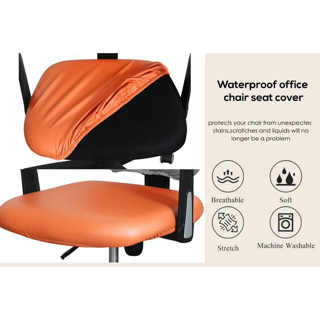 Waterproof Office Chair Seat Cover PU Leather Chair Seat Cover Elastic Computer Chair Seat Cover