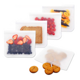 5PCS Silicone Food Storage Ziplock Bag Reusable Freezer Bag Containers Leakproof Stand Up Zip Shut Snack Sealing Bag