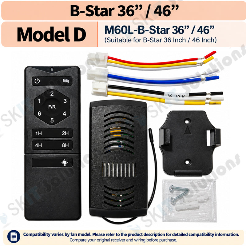DC Ceiling Fan Remote Control Kit with Receiver 6 Speed for DC Motor B-Star F-Star Heli Galaxy RITO