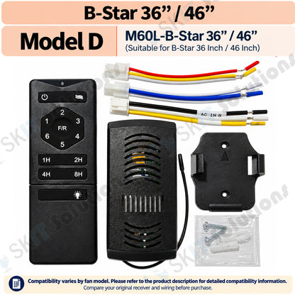 DC Ceiling Fan Remote Control Kit with Receiver 6 Speed for DC Motor B-Star F-Star Heli Galaxy RITO