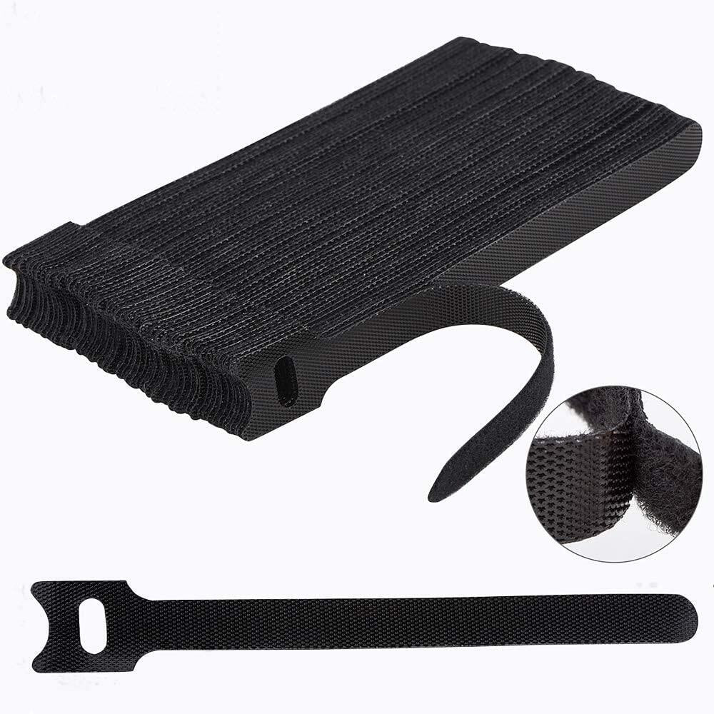 60pcs T-Type Velcro Nylon Cable Ties Reusable Adjustable Hook Loop Wire Management Cord Organizer