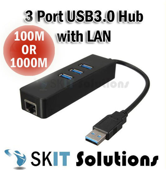 100M / 1000M 1GB 3 Port USB3.0 Hub + RJ45 Gigabit Ethernet Network Lan Adapter WIN MAC