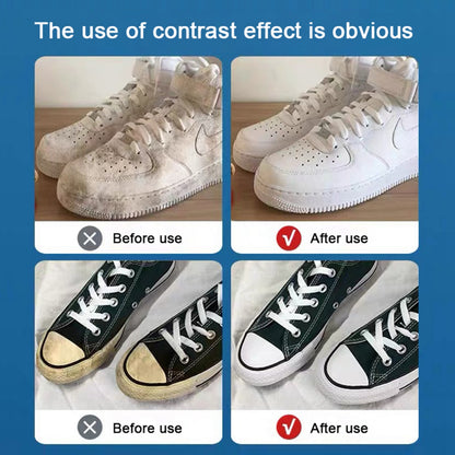 White Shoe Cleaner Cream with Free Sponge Sneaker Stain Remover for Canvas Leather Sports Shoes