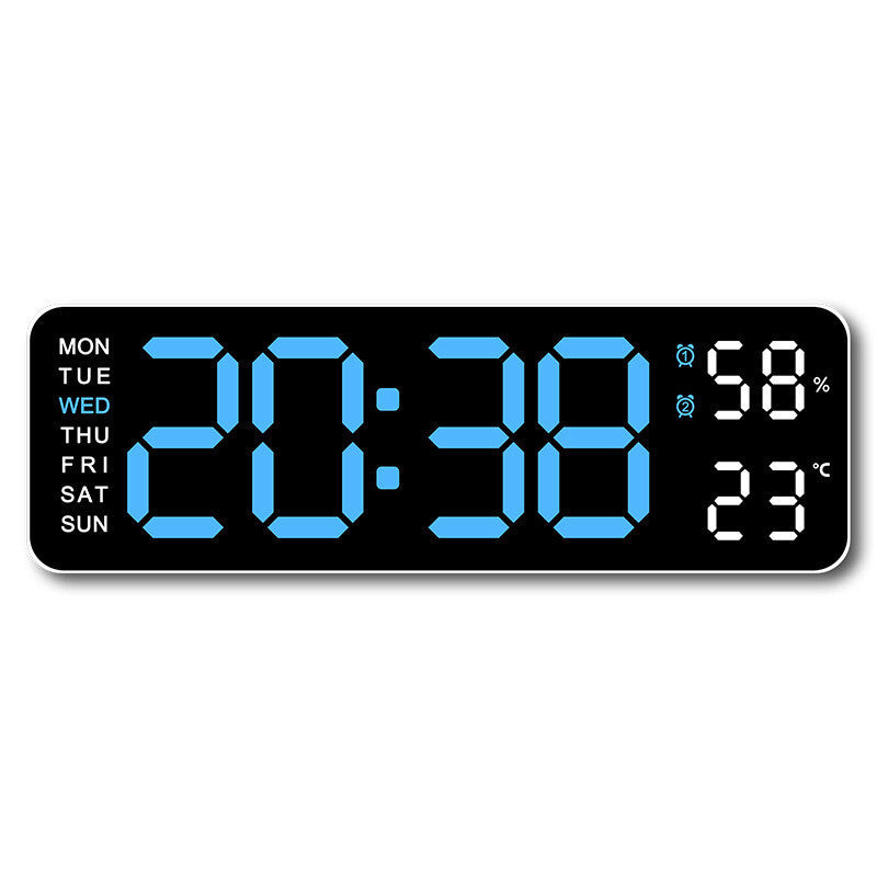 Smart LED Digital Wall Desk Clock Large Display Alarm Temperature Humidity 12 24H Auto Dimmer Timer