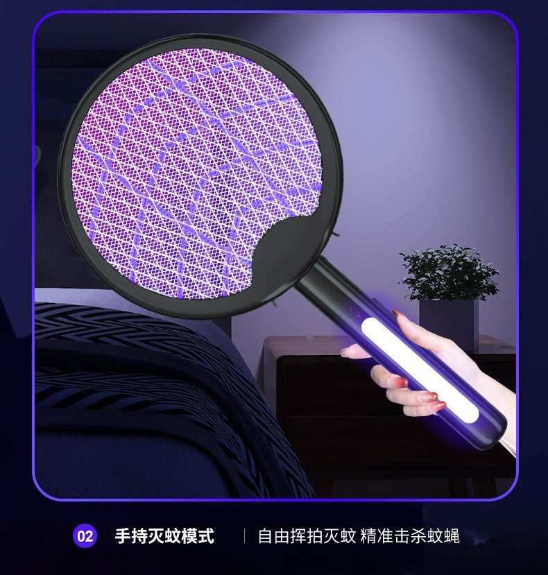 3in1 Electric Mosquito Swatter UV Light Lamp Trapper USB Rechargeable Bug Fly Zapper Killer Racket