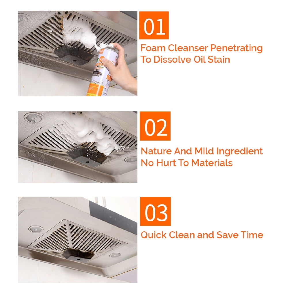 Kitchen Oil Cleaner Spray Grease Stain Remover Oven Foam Range Hood Degreaser Cleaning Agent 500ml