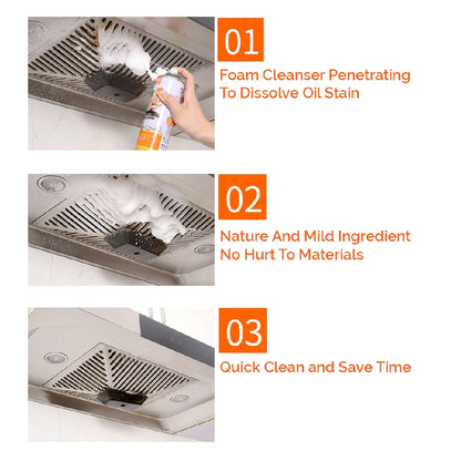 Kitchen Oil Cleaner Spray Grease Stain Remover Oven Foam Range Hood Degreaser Cleaning Agent 500ml