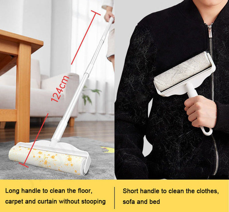 Retractable Sticky Lint Roller Mop Duster Remover Tearable Sticking Paper Pet Fur Dust Hair Furniture Cleaning Clothes