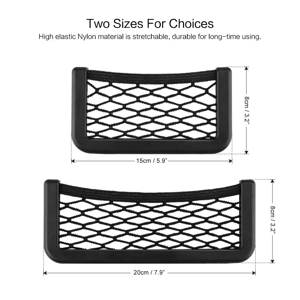 Car Seat Side Back Storage Net Bag Mesh Pocket Organizer Stick On Interior Accessories for Vehicle