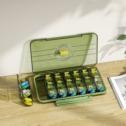 7/21/28 Grids Weekly Pill Organizer Portable Travel Box Medicine Case Large Capacity Daily Reminder