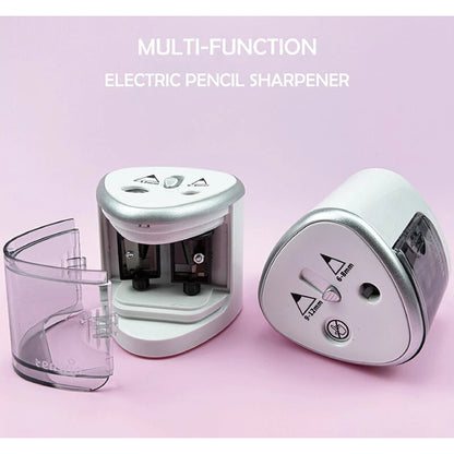 Automatic Electric Pencil Sharpener Dual Hole Battery Operated Sharpener for Kids Students School Office