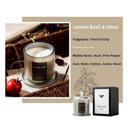 Scented Candle Essential Oil Soy Wax Luxury Glass Jar Home Fragrance Aromatherapy Lavender Rose