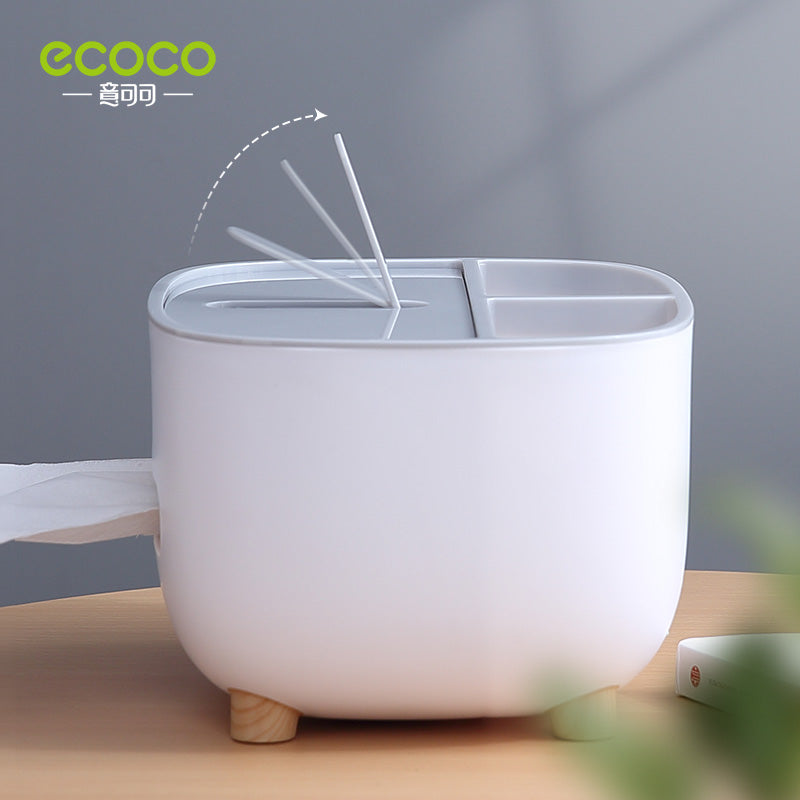 ECOCO Desktop Tissue Box Organizer Multi-function Toilet Paper Towel Storage Holder Dispenser Bathroom Accessories Remote Control
