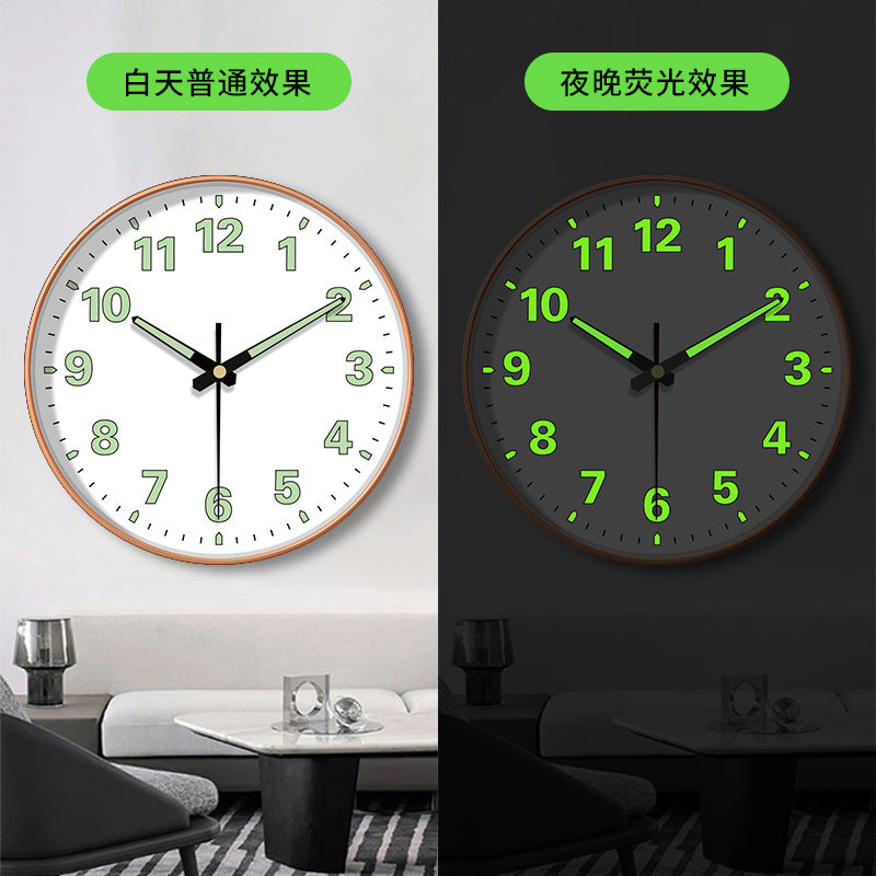 8/12 Inch Luminous Minimalist Designer Wooden Quartz Wall Clock Dark Glowing Silent Non-Ticking Home