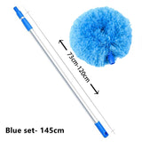 Ceiling Fan Duster w/ Extendable Pole Absorb Dust Telescopic Rod Washable Fiber Aircon Wall Cleaner Cleaning Brush Tools