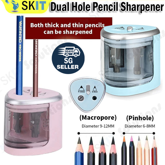 Automatic Electric Pencil Sharpener Dual Hole Battery Operated Sharpener for Kids Students School Office