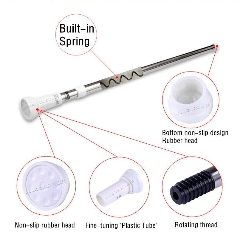 Curtain Rod Pole Laundry Shower Practical Stainless Steel Round Head Extendable Telescopic Tension Rod 2.5cm Diameter