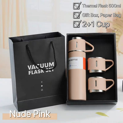 3in1 Thermal Flask Gift Set 500ml SUS304 Vacuum Insulated Water Bottle 3 Cups Christmas Corporate