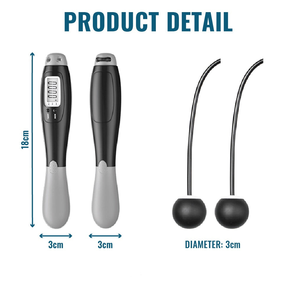 2in1 Smart Cordless Jump Rope Skipping Wireless Digital Counter Calorie Count Miles Times Exercise