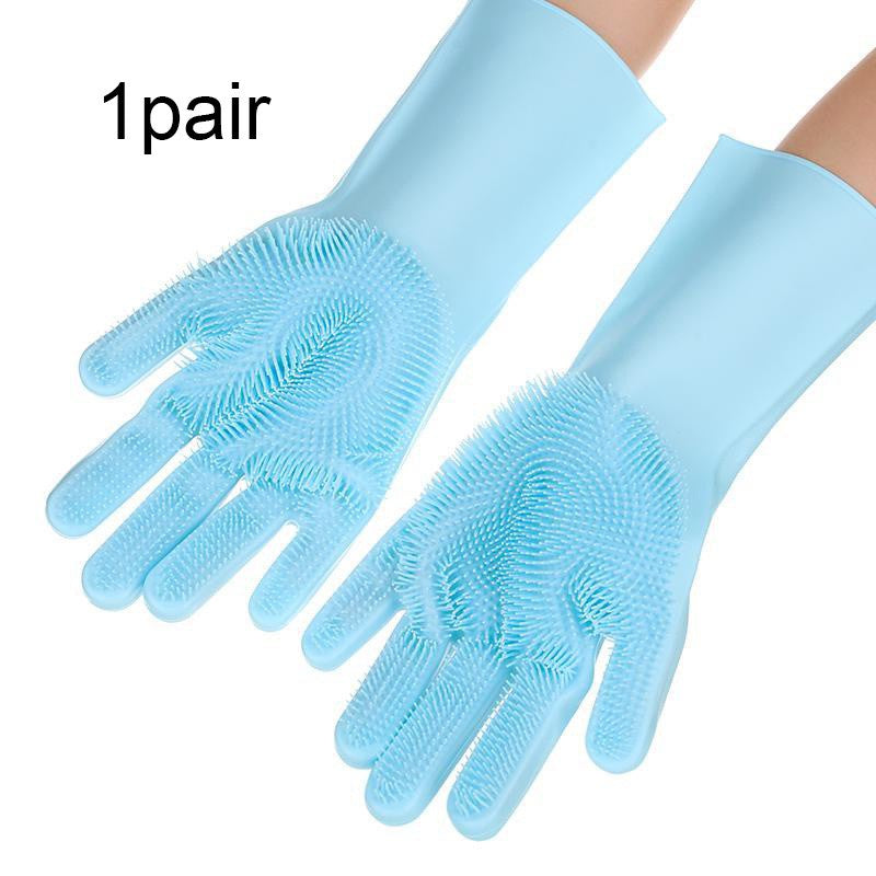 Silicone Pet Bath Gloves for Cats & Dogs – Blue or Pink, 1 Pair