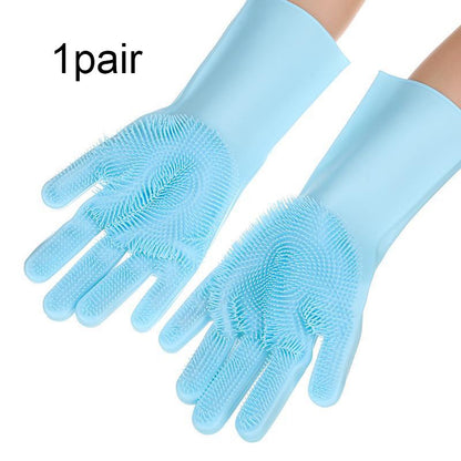Silicone Pet Bath Gloves for Cats & Dogs – Blue or Pink, 1 Pair