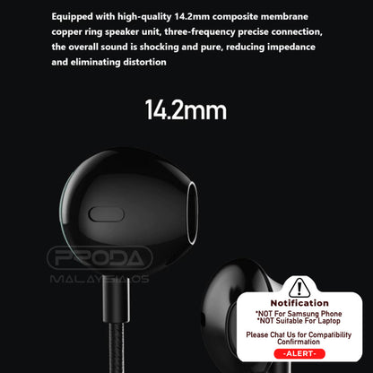 Remax RM-711A Type-C Wired Earphone Powerful Bass Music Call Stereo Volume Control Microphone Type C