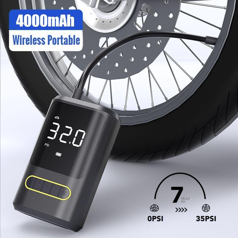 Portable Wireless 4000mAh Air Compressor Inflator Cordless Electric Wired Pump Car Bicycle Tyre Pressure Tire