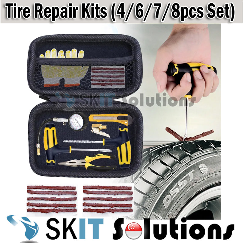 Car Tire Repair Tool Kit with Glue Rubber Stripes Set Tubeless Tyre Puncture Plug Repair Tools for Car Motorbike Bicycle