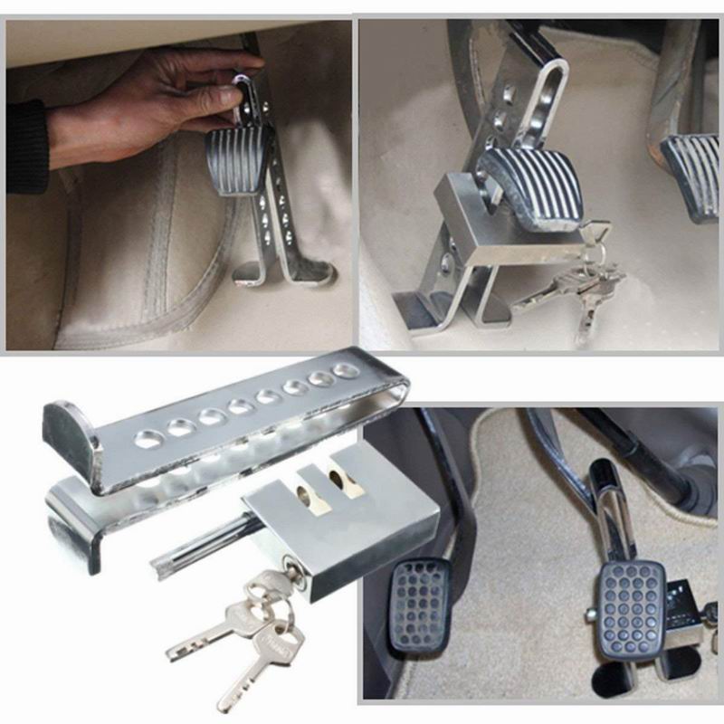 Universal Car Pedal Lock Anti-Theft Auto Solid Stainless Steel Brake Clutch Lock Vehicle Security Protection Supplies