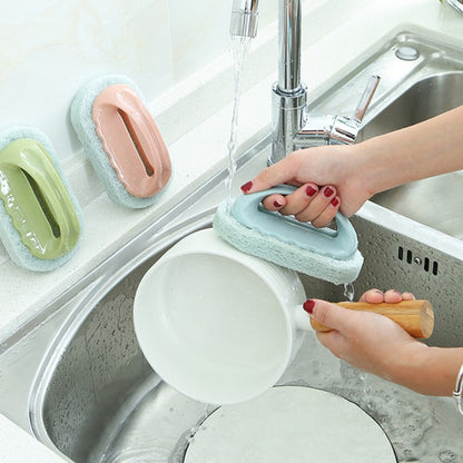 Multi Purpose Bathroom Cleaning Brush Soft Magic Sponge With Handle Bathtub Wall Tile Pot Wash Tool