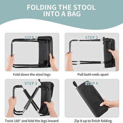 Foldable Camping Stool with Carry Bag Travel Outdoor Portable Folding Chair Lightweight Compact Seat