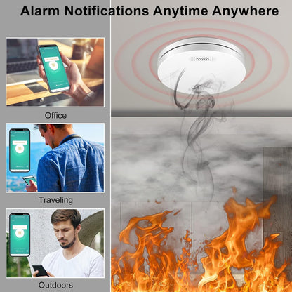 SCDF Listed Smoke Detector Wireless 10 Year Battery Home Smart Life Tuya WiFi Mobile App Fire Alarm