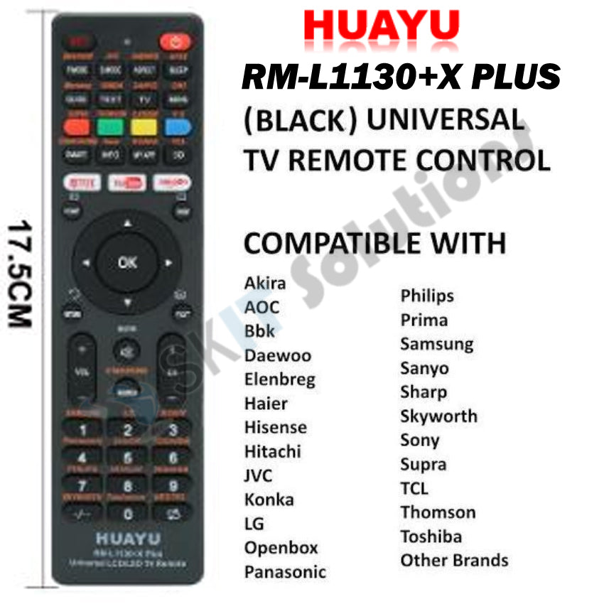 Huayu RM-L1130+X Plus Universal Majority Brands LED LCD TV Remote Control For Samsung Sony Sharp Philips LG Hitachi JVC Panasonic Toshiba Hisense Skyworth Sanyo Thomson TCL OKI Haier Konka Daewoo