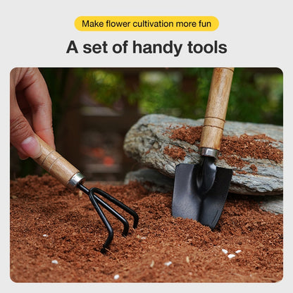 3pcs Set Mini Garden Tools Kit Plant Gardening Shovel Spade Rake Wooden Handle Gardening Hand Tools