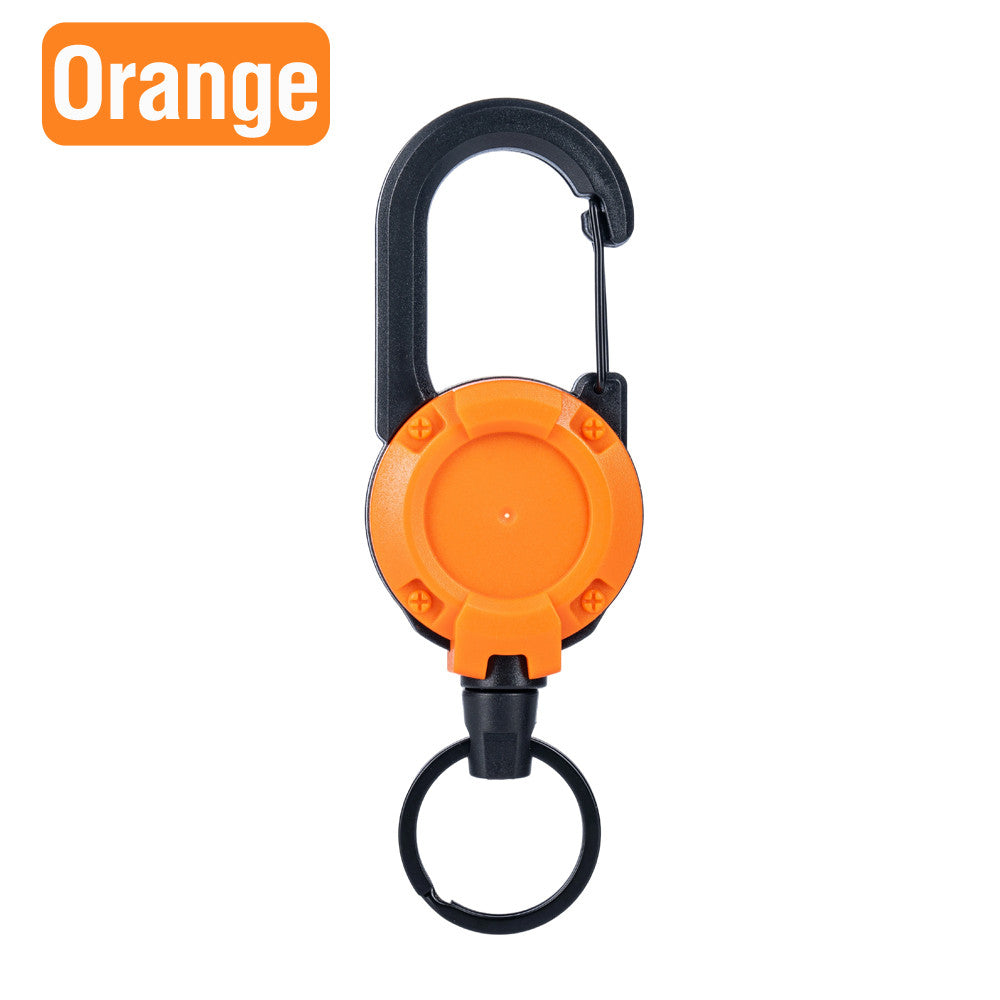 Heavy Duty Retractable Buckle Keychain Reel Rope Steel Wire Cable Key Holder Carabiner Badge Outdoor
