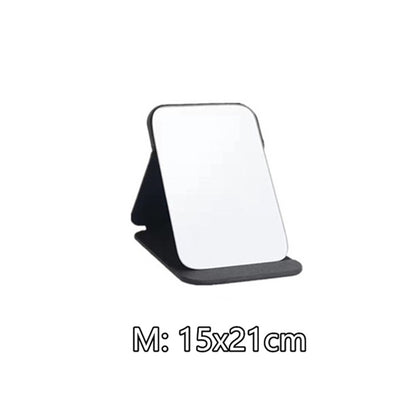 Foldable PU Leather Makeup Mirror Desktop Portable Pocket Cosmetic Travel Vanity Rounded Corner