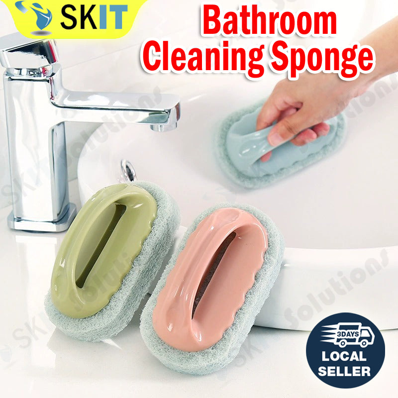 Multi Purpose Bathroom Cleaning Brush Soft Magic Sponge With Handle Bathtub Wall Tile Pot Wash Tool
